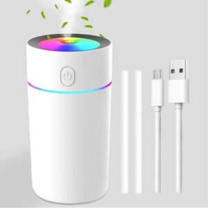 Portable Mini Humidifier, 7-Color Lights, 2 Mist Modes, USB, Super Quiet