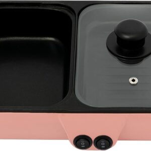 2-in-1 Electric Hot Pot with Grill, Portable Non-Stick Shabu Shabu Pot & Griddle