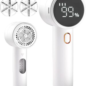 Rechargeable Fabric Shaver, 3 Speeds, 6 Blades, LED Display, for Clothes/Furniture/Sweater/Couch/Blanket