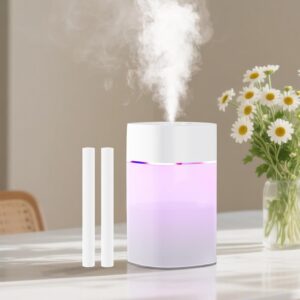 400ml White Mini Cool Mist Humidifier for Plants, Desk, Office, Car, Travel
