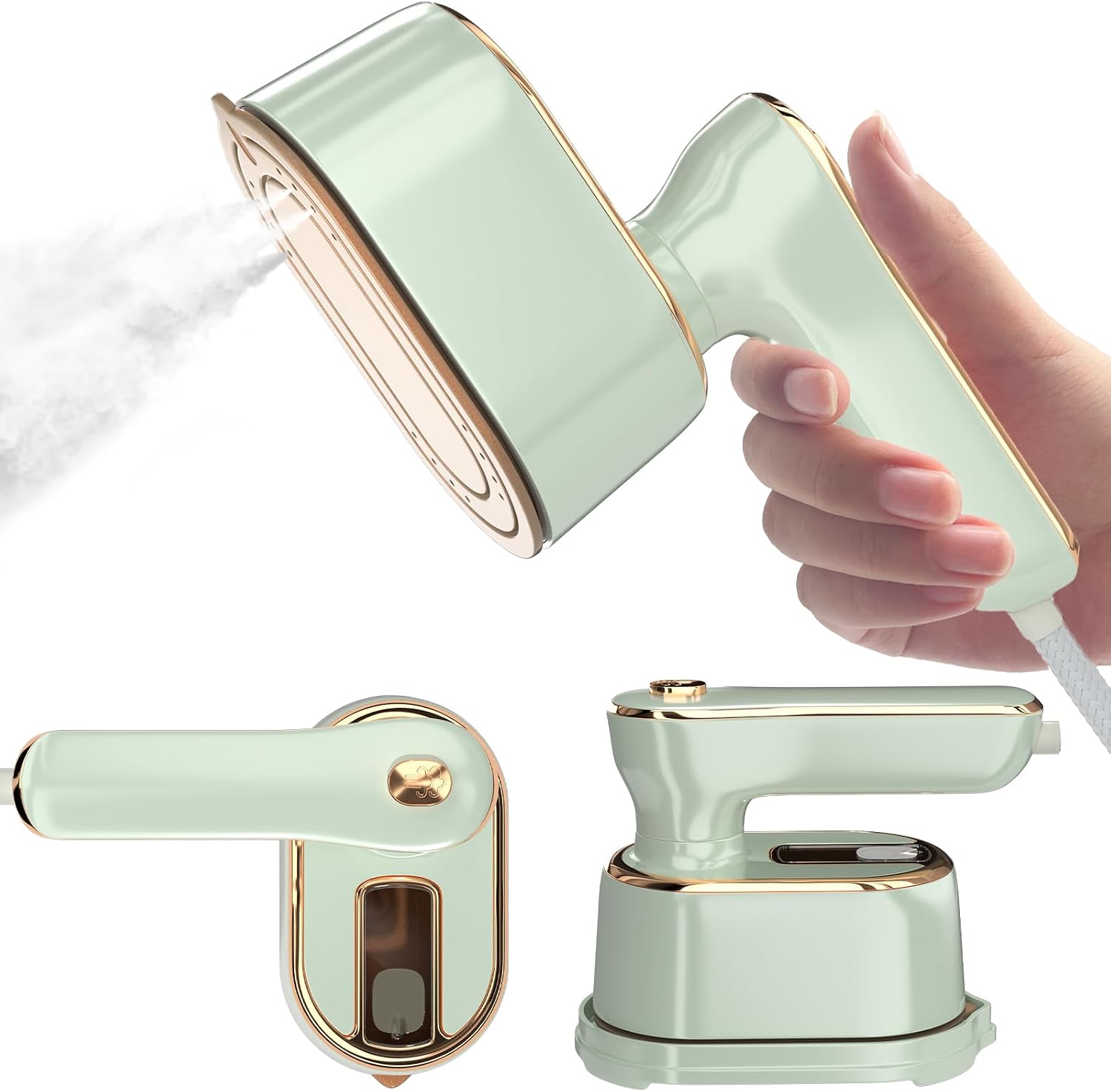 Mint Green Mini Travel Steamer Iron, Portable, College/Dorm/Home