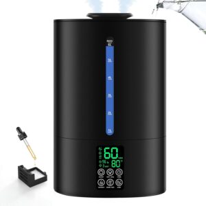 6L Cool & Warm Top-Fill Humidifier, Oil Diffuser, Adjustable 360° Nozzle, Black