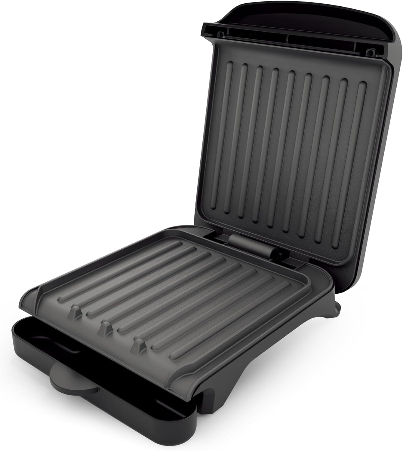 2-Serving Black Electric Indoor Grill & Panini Press, 750W Non-Stick, 90° Open - Image 2