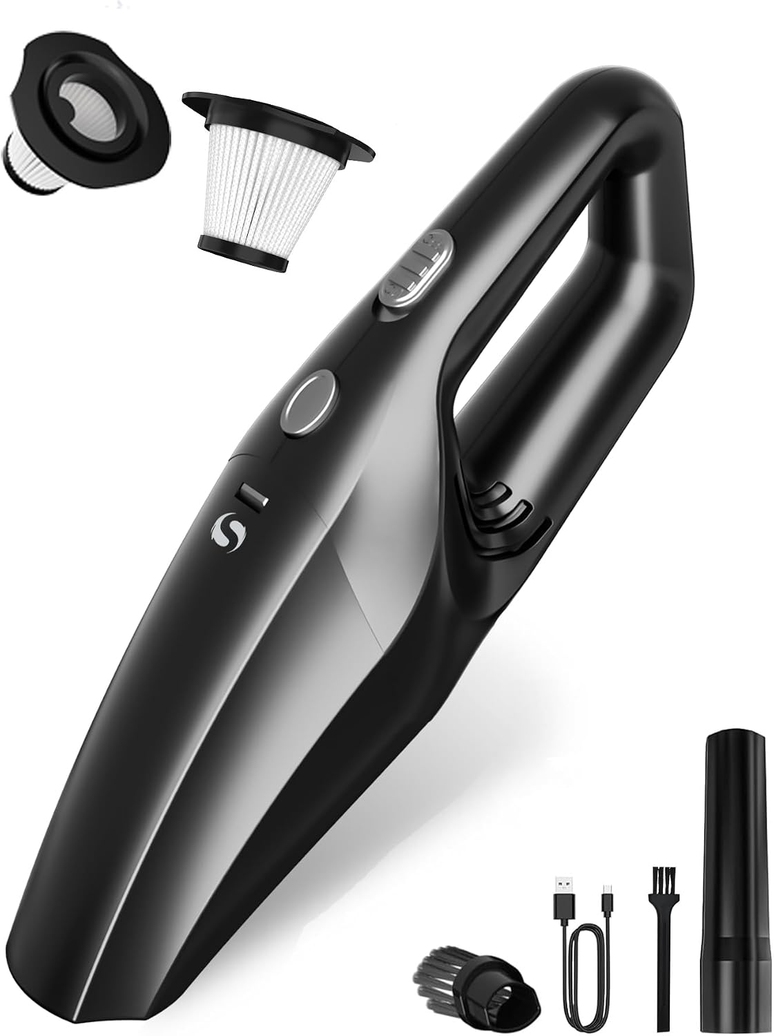 Handheld Vacuum Cordless, Powerful Rechargeable, Washable Filter, Mini Kit for Men & Women