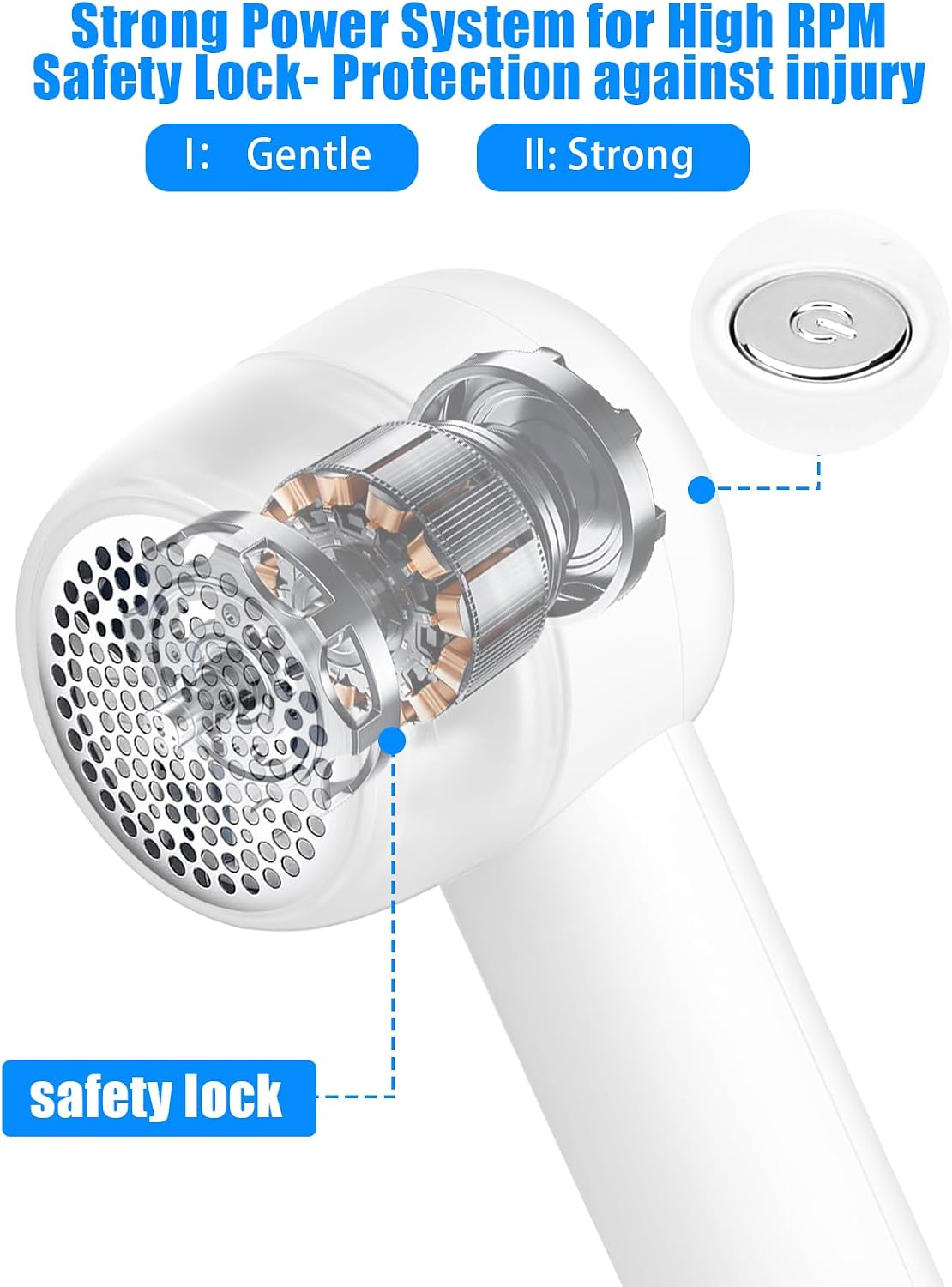 Lint Remover, Fabric Shaver, Rechargeable, Long Battery, Large Shaving Area, 2 Speeds - Image 2