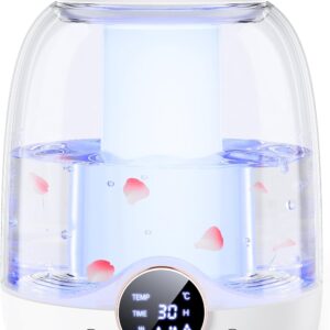 3L Humidifier, 30H 20dB Quiet, Dual Nozzles, LED, Smart Timer, Auto Shut-Off, White