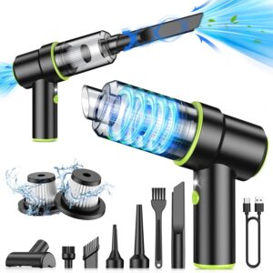 Handheld Car Vacuum 12000PA, 2-in-1 Vacuum & Air Duster, LED, Multi-Nozzles