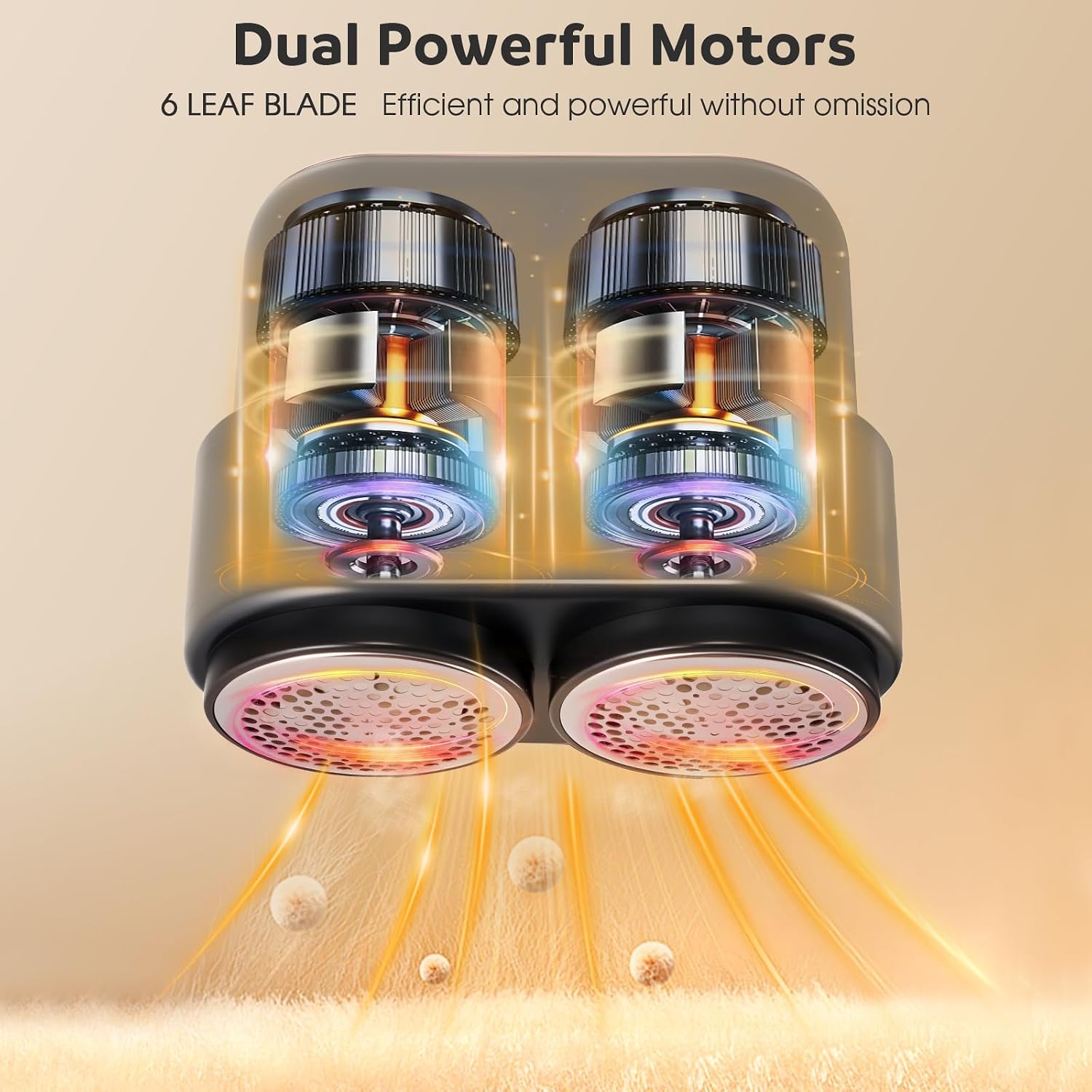 Dual Motors Rechargeable Fabric Shaver, 3-Speed, LED Display, Type-C, Black - Image 2