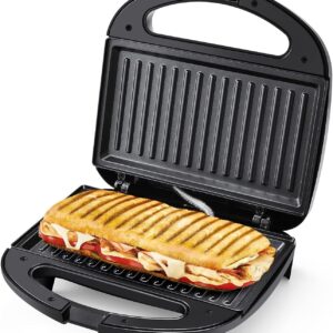 750W Sandwich Maker & Panini Press, 2-Slice Grilled Cheese, Non-Stick, Cool Touch