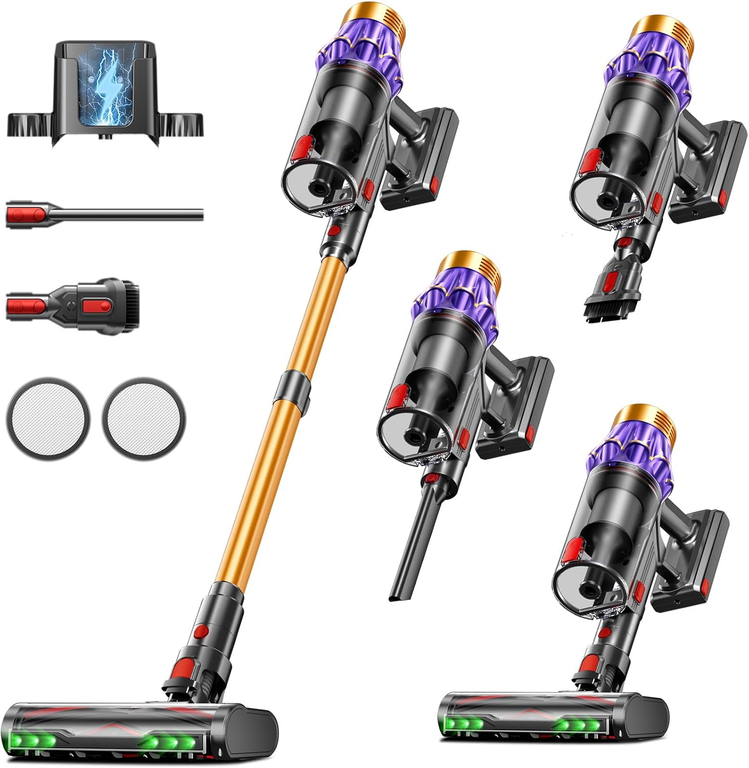 Cordless Vacuum 650W/55KPA/70 Mins, Self-Standing, Anti-Tangle, LED Display, 1.8L