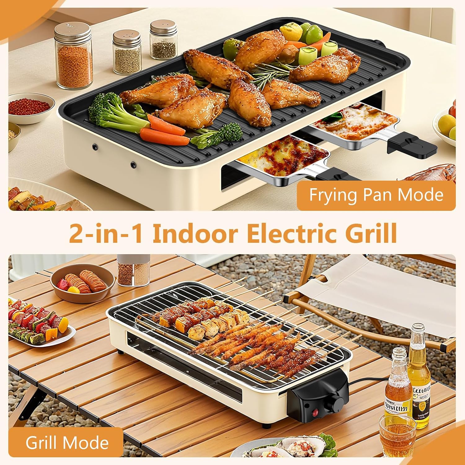 1500W 2-in-1 Smokeless Indoor Grill, Removable Non-Stick Plates, Korean BBQ & Griddle - Image 2